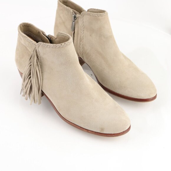 Sam Edelman Womens Paige Boot Size 7 Tan Suede Fringe Comfy Bootie Block Heel - Picture 12 of 12